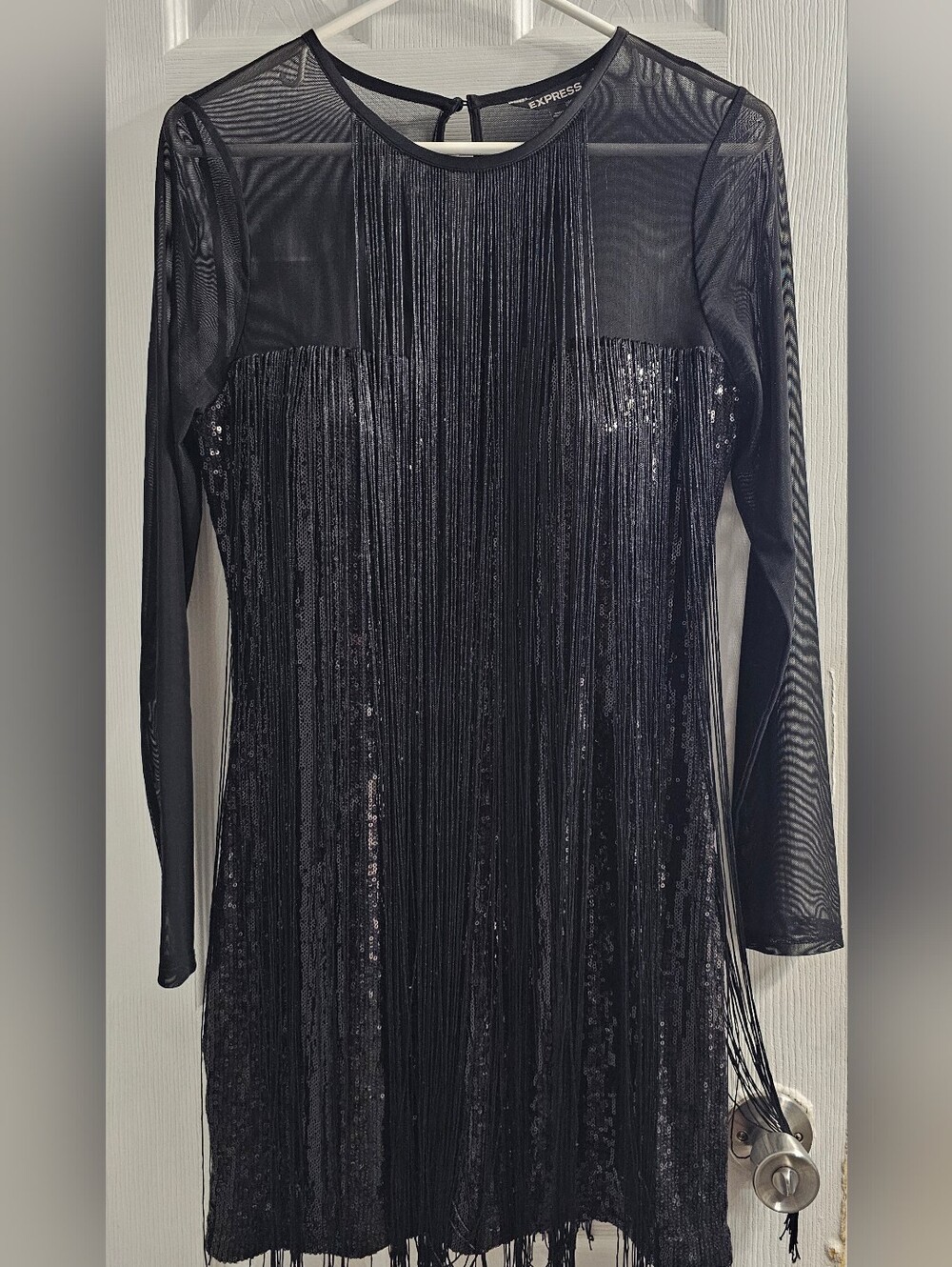 Express Fringe Long Sleeve Dress